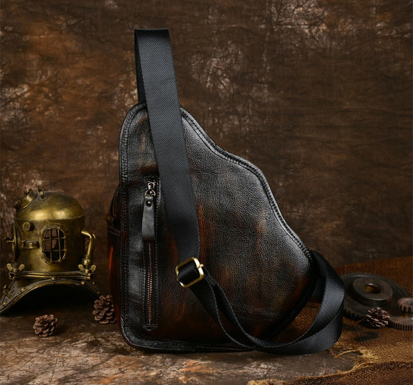 DEEPKEE original nubuck handmade full-grain genuine leather cowhide bag Handiwork Side Belt Bag No.SF903