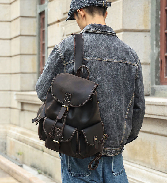 DEEPKEE original nubuck handmade full-grain genuine leather cowhide bag The DEEPKEE Vacationer Backpack #6643