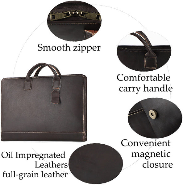 DEEPKEE original nubuck handmade full-grain genuine leather cowhide bag DEEPKEE genuine leather multifunctional briefcase 15.6 inch men's bag #2220