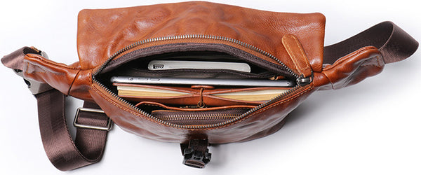 DEEPKEE original nubuck handmade full-grain genuine leather cowhide bag Charlie Cross-body Backpack No.30297