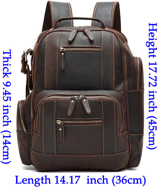 DEEPKEE original nubuck handmade full-grain genuine leather cowhide bag The Standard 15.6” Backpack #6597