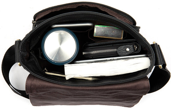 DEEPKEE original nubuck handmade full-grain genuine leather cowhide bag DEEPKEE handmade leather satchel #819