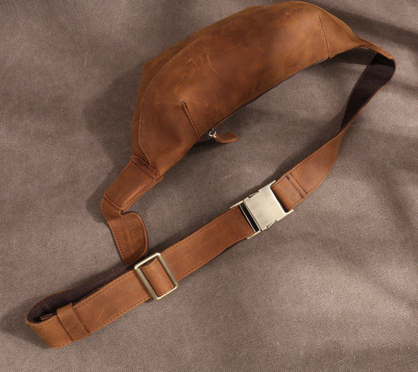 DEEPKEE original nubuck handmade full-grain genuine leather cowhide bag Leather Fanny Packs Waist Bag #2021