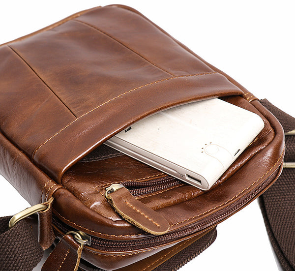 DEEPKEE original nubuck handmade full-grain genuine leather cowhide bag The Coarse Compact Vintage Leather Crossbody Bag #632-1