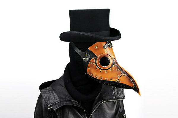 DEEPKEE original nubuck handmade full-grain genuine leather cowhide bag Steampunk Plague Doctor Bird Beak, Medieval Bubonic DR Costume Masquerade Masks # FHG090