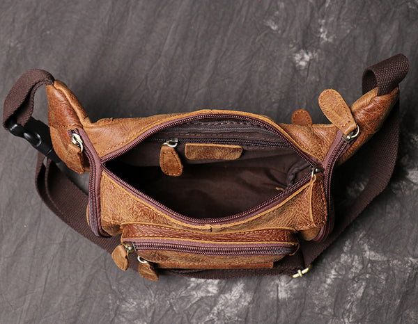 DEEPKEE original nubuck handmade full-grain genuine leather cowhide bag Enos Nubuck Leather Waist Bag No.184