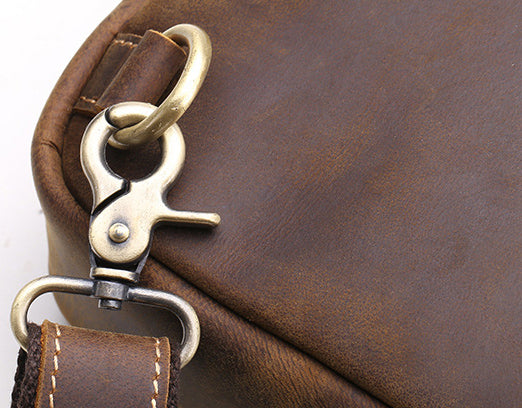 DEEPKEE original nubuck handmade full-grain genuine leather cowhide bag DEEPKEE tan leather crossbody sling bag 9915