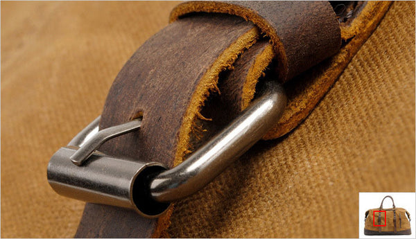 DEEPKEE original nubuck handmade full-grain genuine leather cowhide bag Canvas Travel Bag Weekender Bag #831-2K