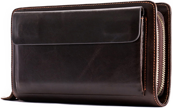 DEEPKEE original nubuck handmade full-grain genuine leather cowhide bag Deepkee Cowhide Single/Double-Layered Zip Wallet #9069