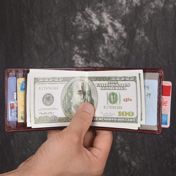 DEEPKEE original nubuck handmade full-grain genuine leather cowhide bag DEEPKEEE HANDMADE | Cowhide Bi-fold Oil Wax Leather Wallet No.188C