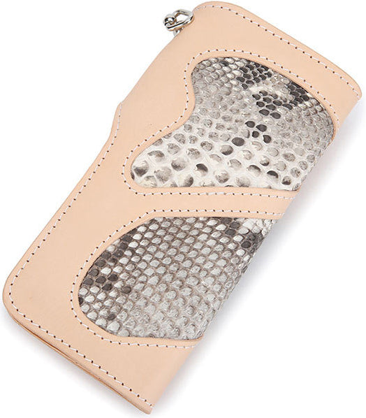 DEEPKEE original nubuck handmade full-grain genuine leather cowhide bag DEEPKEE Handmade Python Leather Bifold Wallet #59895