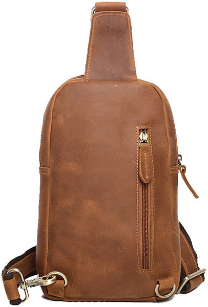 DEEPKEE original nubuck handmade full-grain genuine leather cowhide bag Baldwin Unisex Sling Bag No.30011