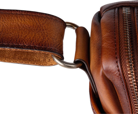 DEEPKEE original nubuck handmade full-grain genuine leather cowhide bag Square Roomy Messenger Bag #13522