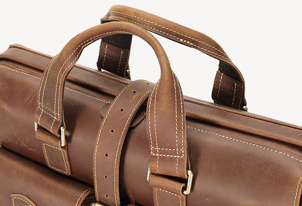 DEEPKEE original nubuck handmade full-grain genuine leather cowhide bag TOP GRAIN LEATHER BRIEFCASE BAG #3133