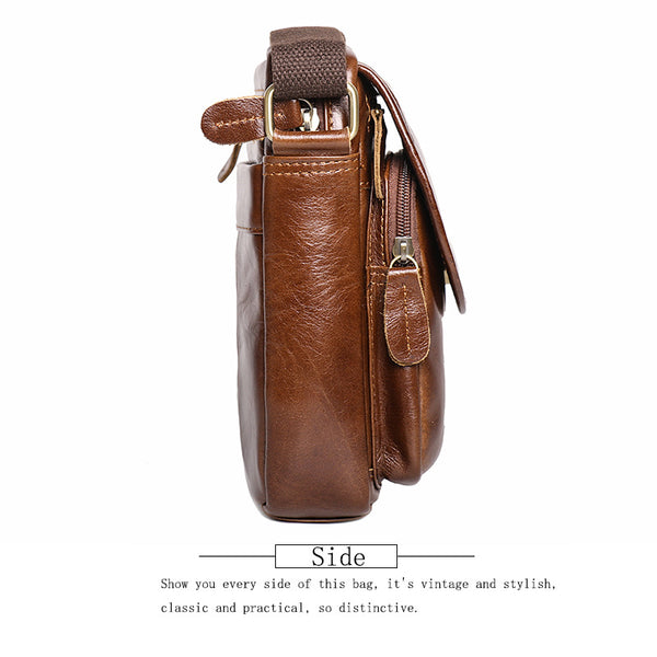 DEEPKEE original nubuck handmade full-grain genuine leather cowhide bag The Coarse Compact Vintage Leather Crossbody Bag #632-1