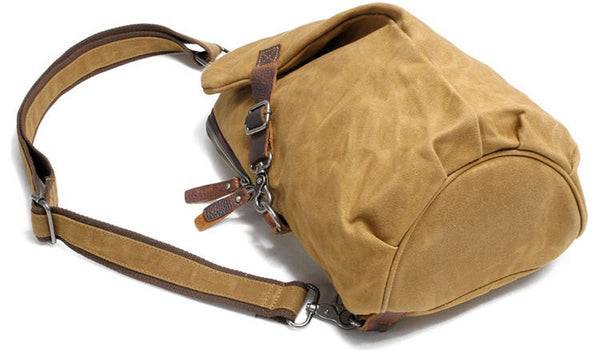 DEEPKEE original nubuck handmade full-grain genuine leather cowhide bag Batik Fabric canvas&Cowhide Dumpling-shape sling bag #82040K