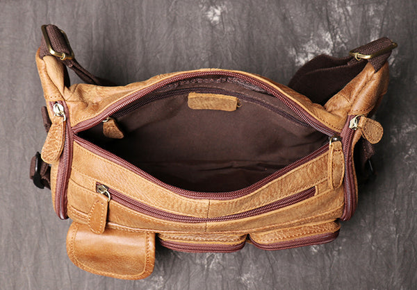 DEEPKEE original nubuck handmade full-grain genuine leather cowhide bag Fanny Packs Chest Bag No.201