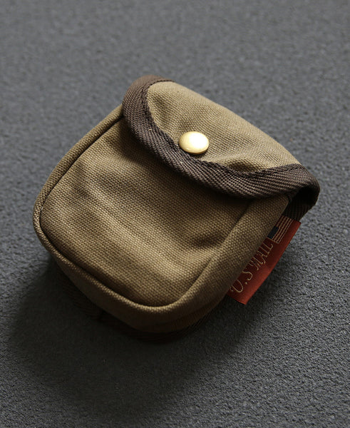 DEEPKEE original nubuck handmade full-grain genuine leather cowhide bag Retro waxed canvas mini storage bag(Cigarette Case) #FR603