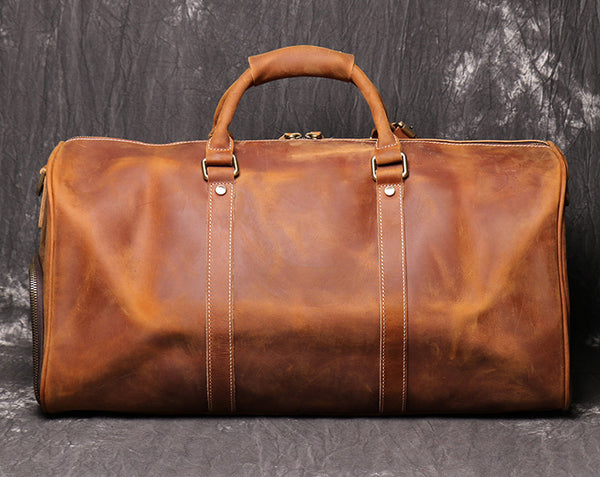 DEEPKEE original nubuck handmade full-grain genuine leather cowhide bag DEEPKEE LEATHER | The Dagny Weekender, Large Leather Duffle Bag No.30009