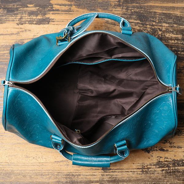 DEEPKEE original nubuck handmade full-grain genuine leather cowhide bag The Kenai Embossed Texture Luggage #30009