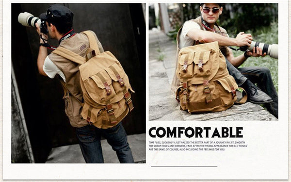DEEPKEE original nubuck handmade full-grain genuine leather cowhide bag Casual Retro Photography Backpack Bag #F1233