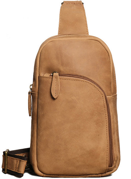 DEEPKEE original nubuck handmade full-grain genuine leather cowhide bag Baldwin Unisex Sling Bag No.30011