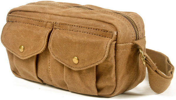 DEEPKEE original nubuck handmade full-grain genuine leather cowhide bag Leather&Canvas Fanny Pack Bag #5032