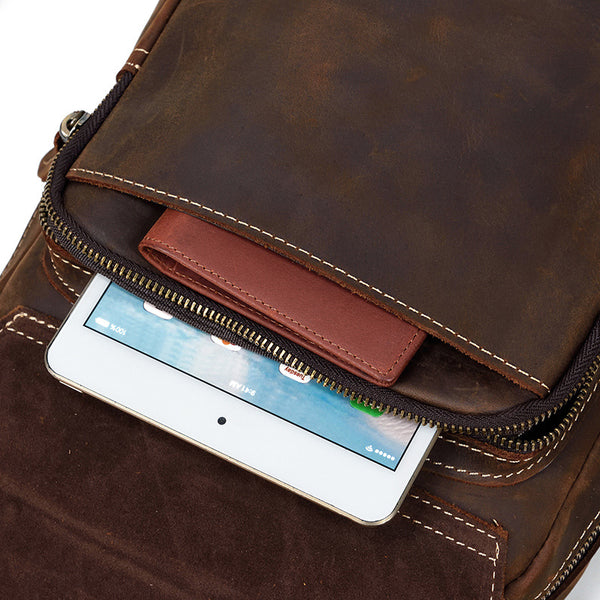 DEEPKEE original nubuck handmade full-grain genuine leather cowhide bag Alfred Leather Satchel Backpack No.1038