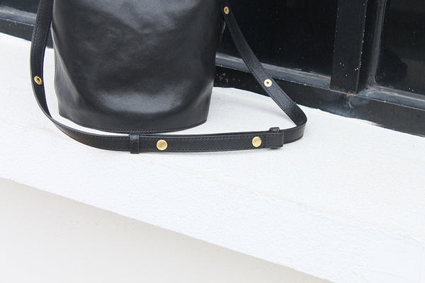 DEEPKEE original nubuck handmade full-grain genuine leather cowhide bag Vegetable Tanned Cowhide Leather Tote Bucket Bag #KM-019