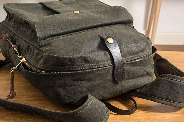 DEEPKEE original nubuck handmade full-grain genuine leather cowhide bag Outdoor canvas mountaineering backpack #5035