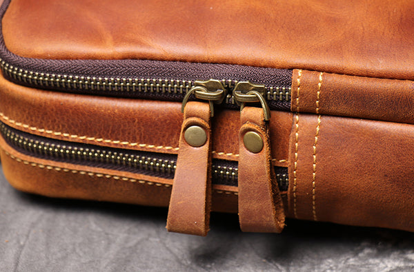 DEEPKEE original nubuck handmade full-grain genuine leather cowhide bag DEEPKEE HANDMADE Best Leather One shoulder Sling Pack #1078