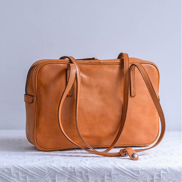 DEEPKEE original nubuck handmade full-grain genuine leather cowhide bag Original Vegetable Tanned Cowhide Niche Shoulder Armpit Bag Handbag Replica handbag. #19133