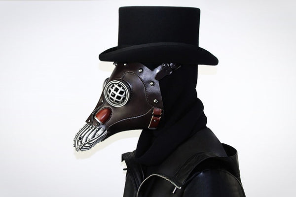 DEEPKEE original nubuck handmade full-grain genuine leather cowhide bag Steampunk Plague Bird Beak Doctor Mask #HG104