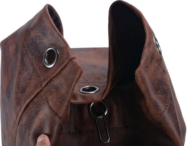 DEEPKEE original nubuck handmade full-grain genuine leather cowhide bag DEEPKEE HANDMADE LEATHER® American military style motorcycle tail bow Crossbody Bag #5110ZP