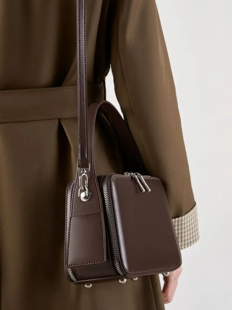 DEEPKEE original nubuck handmade full-grain genuine leather cowhide bag bread掛耳小方包#2950號