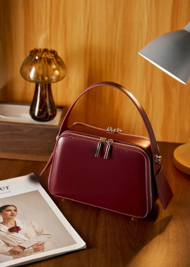 DEEPKEE original nubuck handmade full-grain genuine leather cowhide bag bread掛耳小方包#2950號