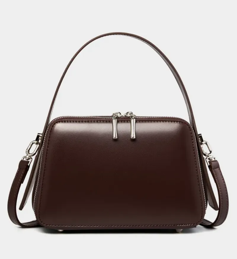 DEEPKEE original nubuck handmade full-grain genuine leather cowhide bag bread掛耳小方包#2950號