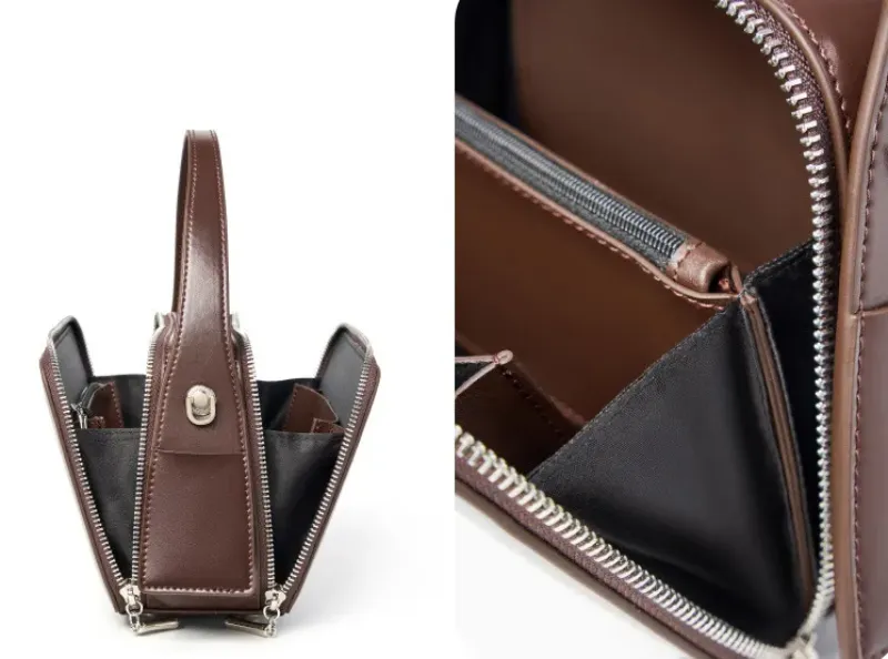 DEEPKEE original nubuck handmade full-grain genuine leather cowhide bag bread掛耳小方包#2950號