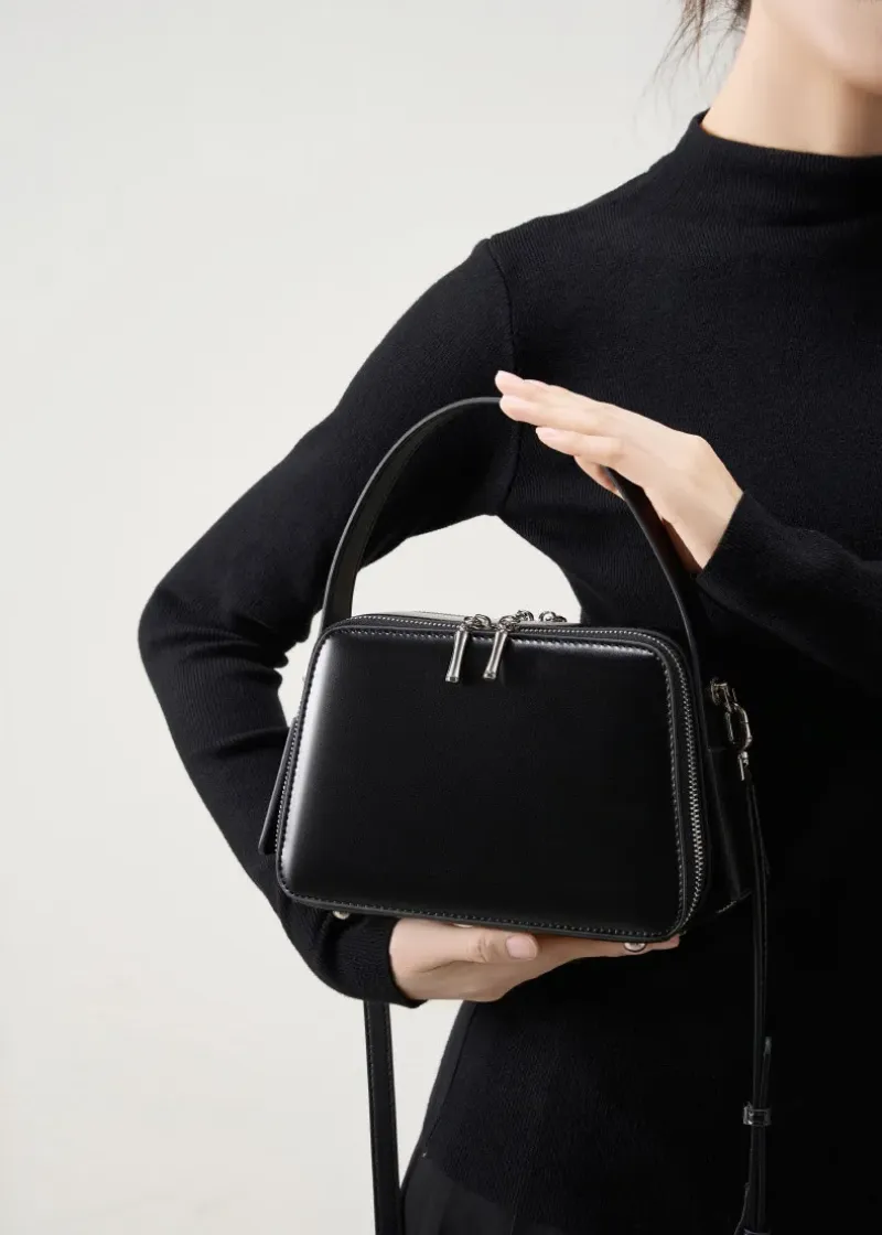 DEEPKEE original nubuck handmade full-grain genuine leather cowhide bag bread掛耳小方包#2950號