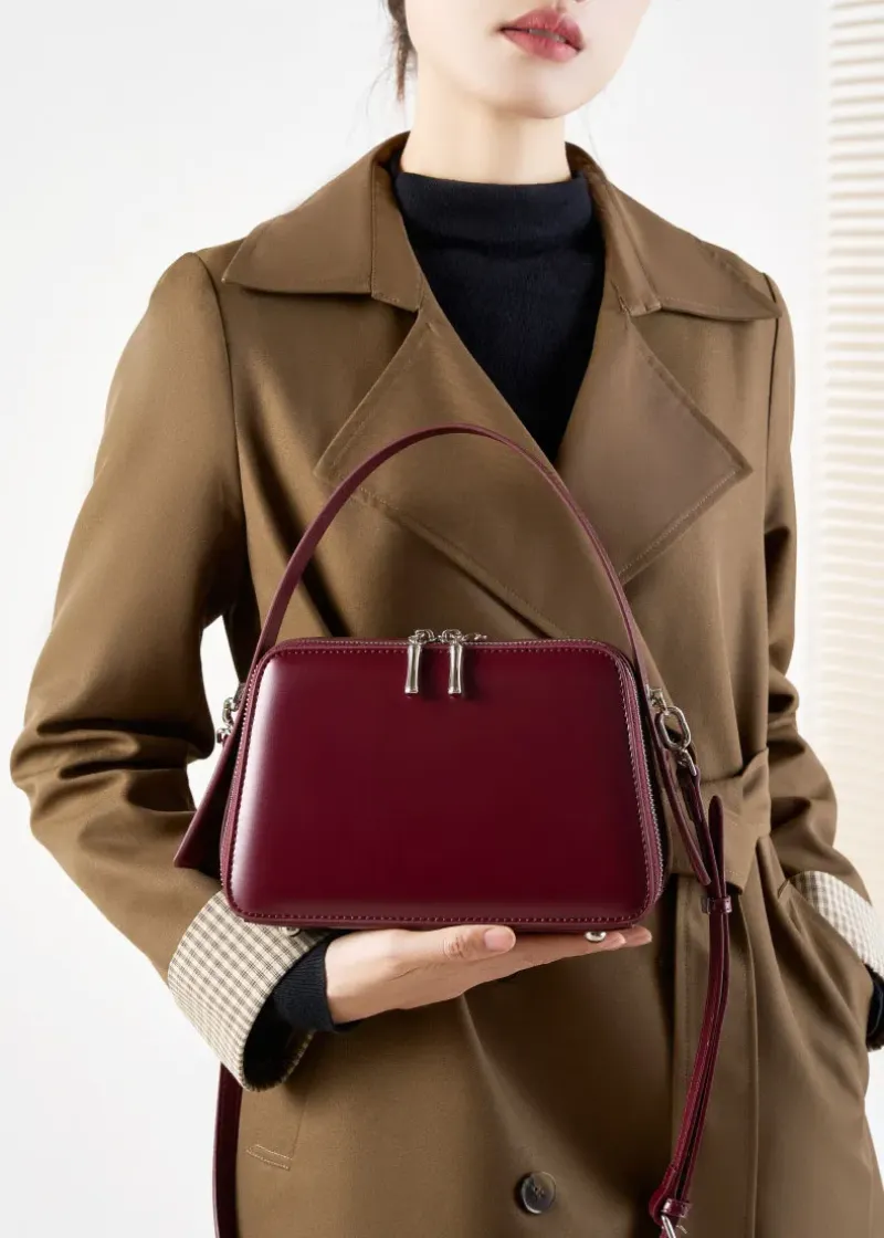 DEEPKEE original nubuck handmade full-grain genuine leather cowhide bag bread掛耳小方包#2950號