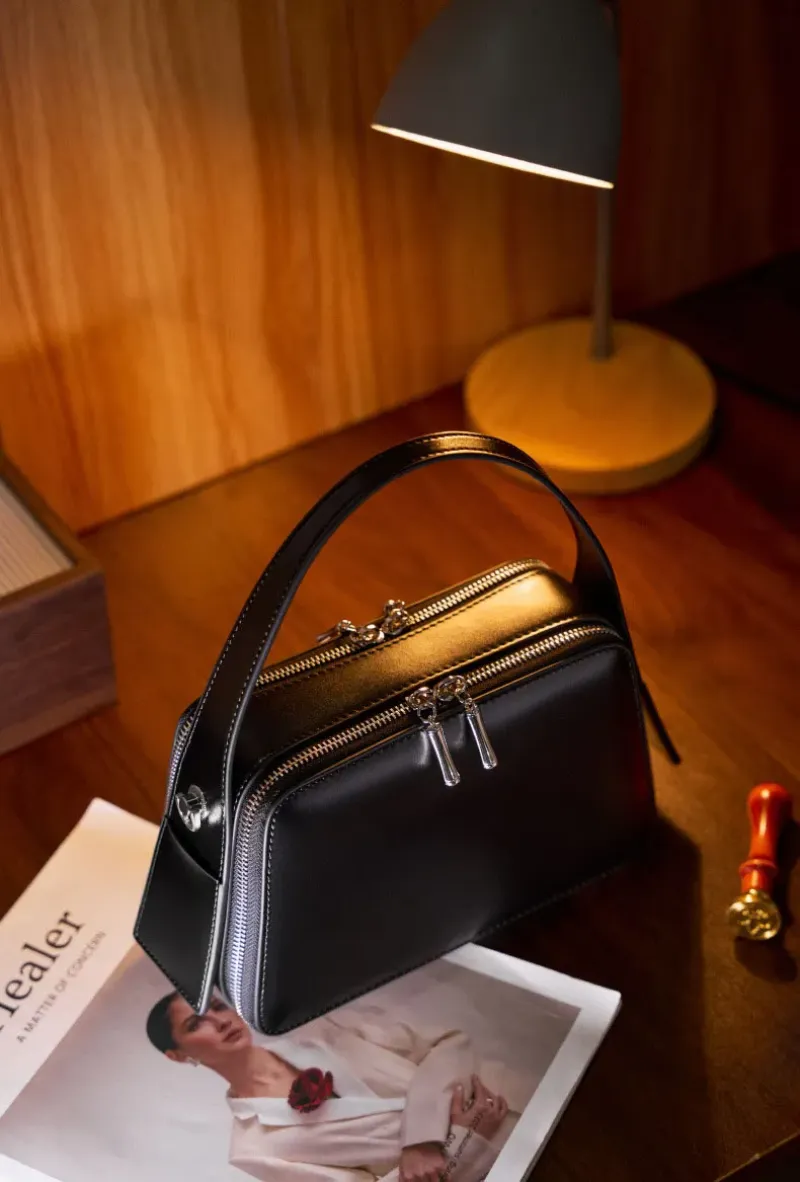 DEEPKEE original nubuck handmade full-grain genuine leather cowhide bag bread掛耳小方包#2950號