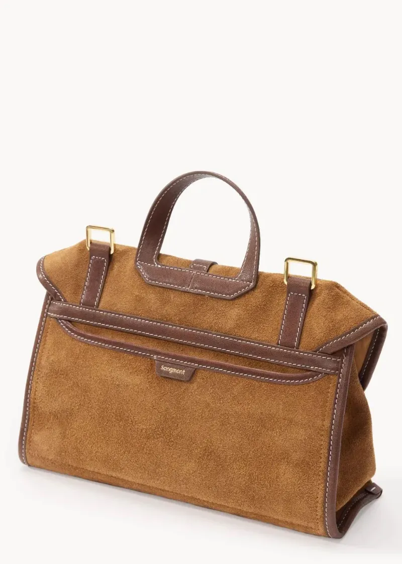 DEEPKEE original nubuck handmade full-grain genuine leather cowhide bag 隨遊小挎包女古麂皮絨單肩斜挎手提包B24SX36Y01-66GS號