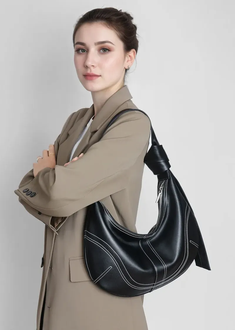 DEEPKEE original nubuck handmade full-grain genuine leather cowhide bag 新款腋下真皮女包#2540號