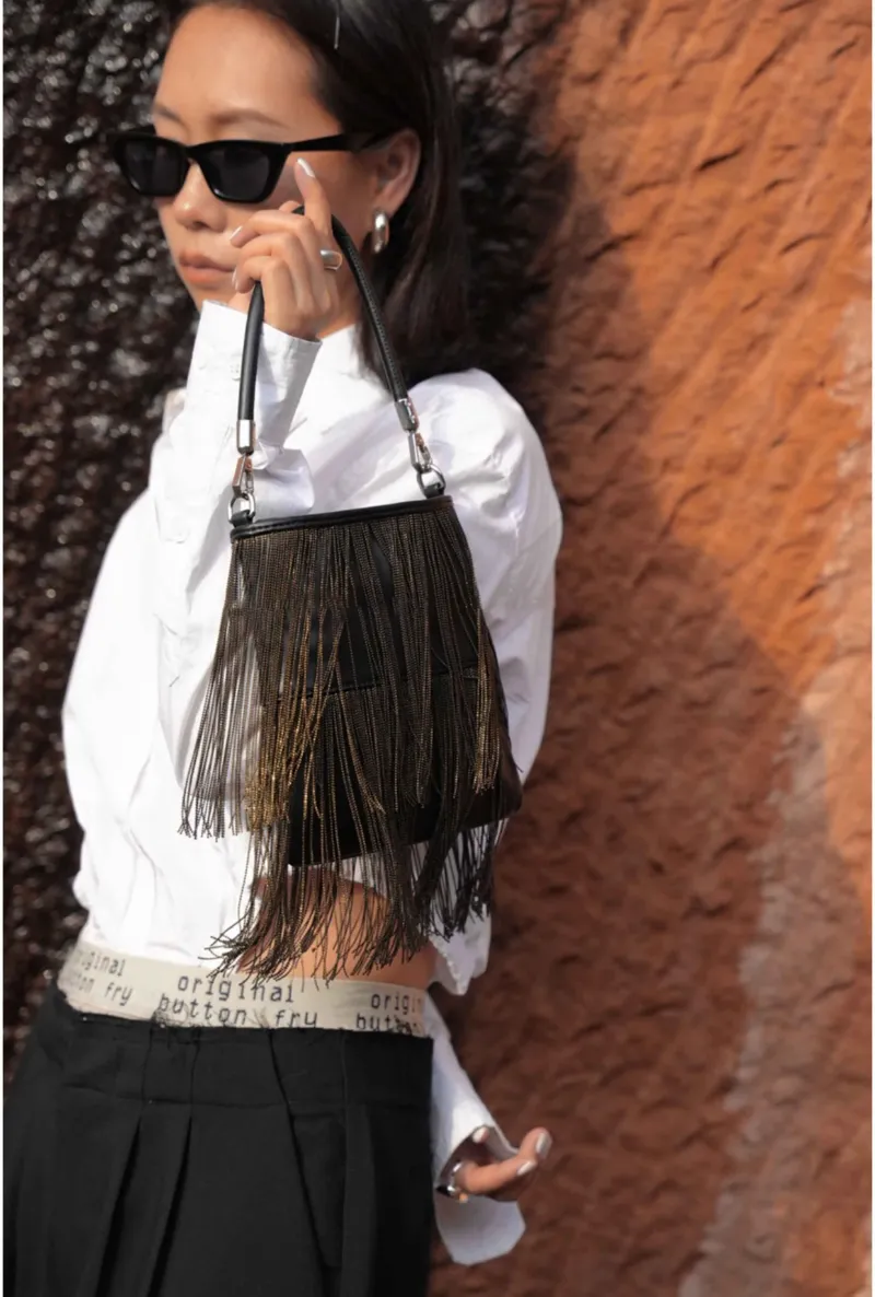 DEEPKEE original nubuck handmade full-grain genuine leather cowhide bag 流蘇手機包 02號