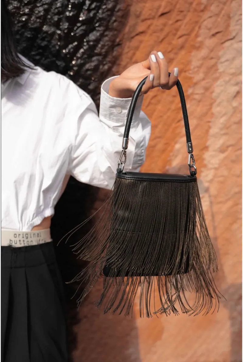 DEEPKEE original nubuck handmade full-grain genuine leather cowhide bag 流蘇手機包 02號