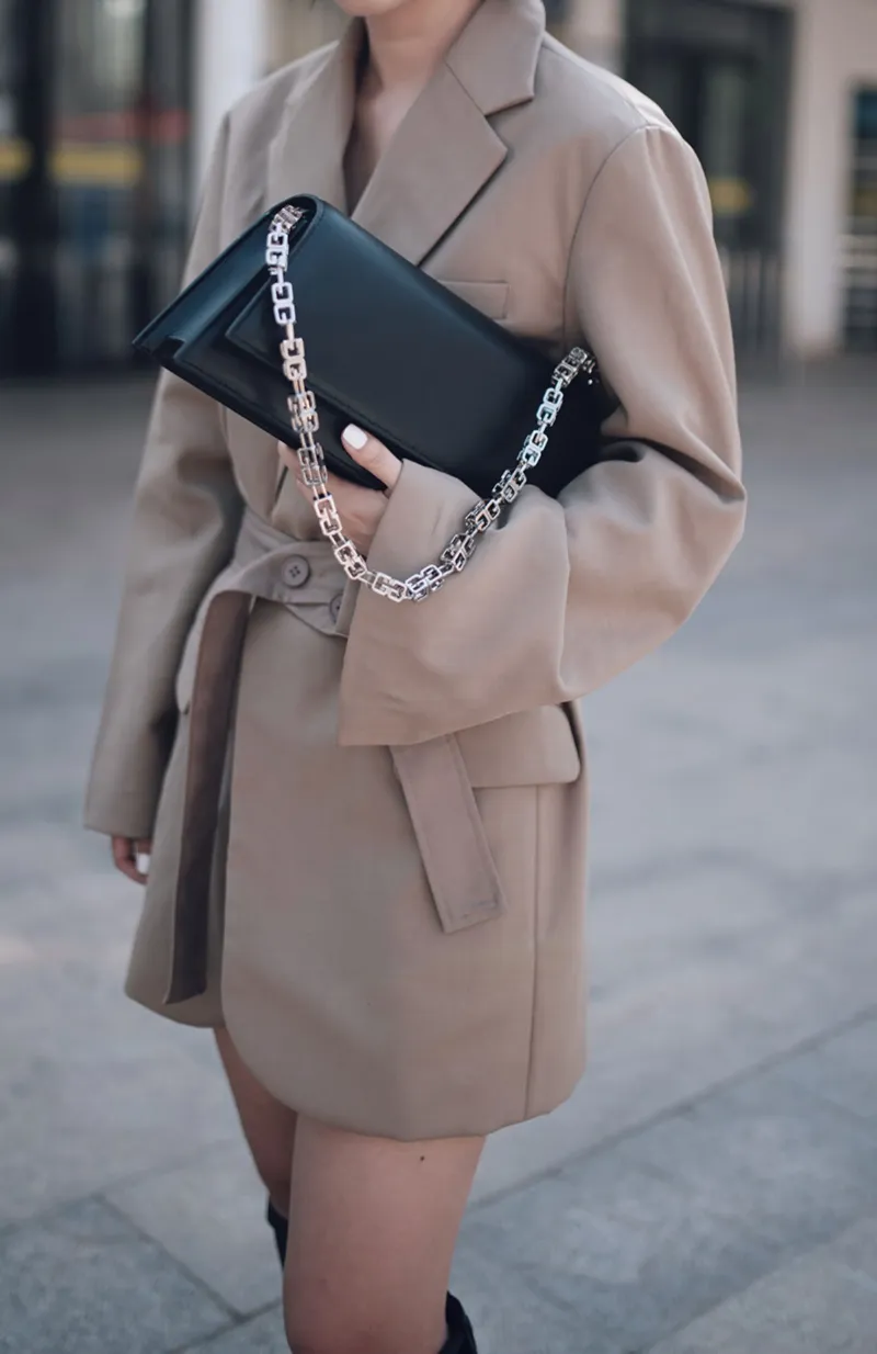 DEEPKEE original nubuck handmade full-grain genuine leather cowhide bag高級質感鏈條包 283號