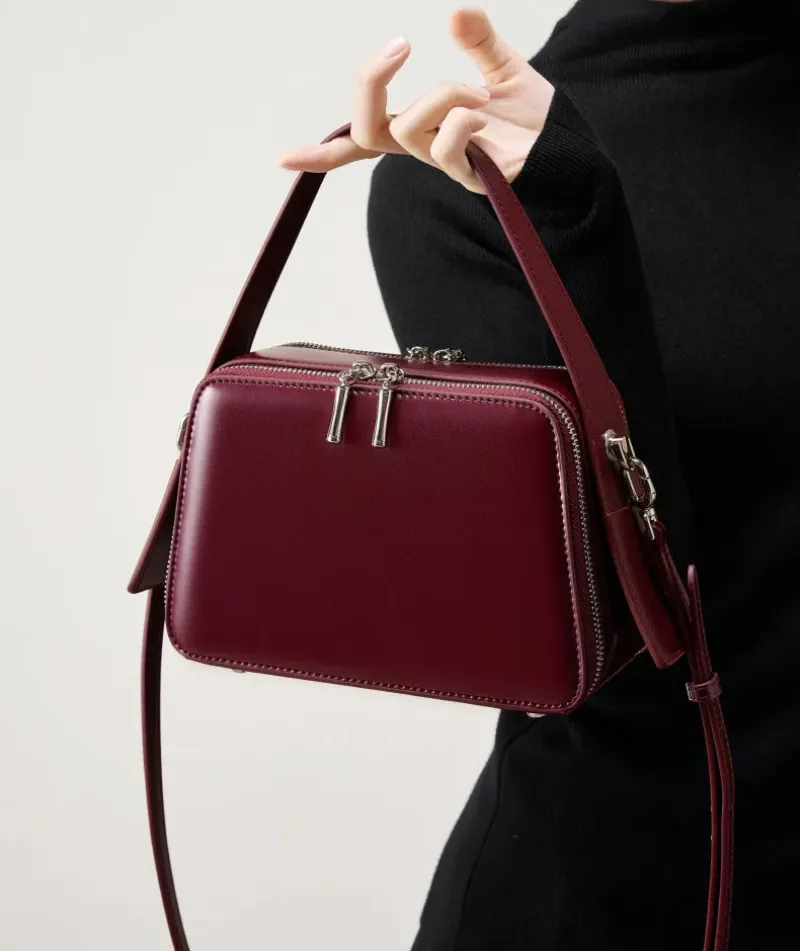 DEEPKEE original nubuck handmade full-grain genuine leather cowhide bag bread掛耳小方包#2950號