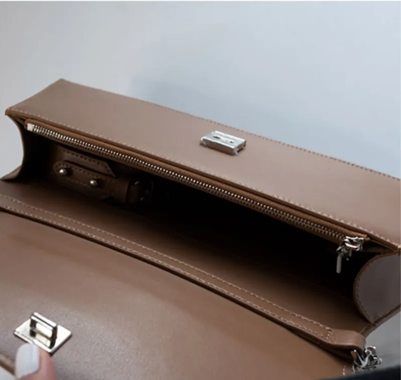 DEEPKEE original nubuck handmade full-grain genuine leather cowhide bag高級質感鏈條包 283號