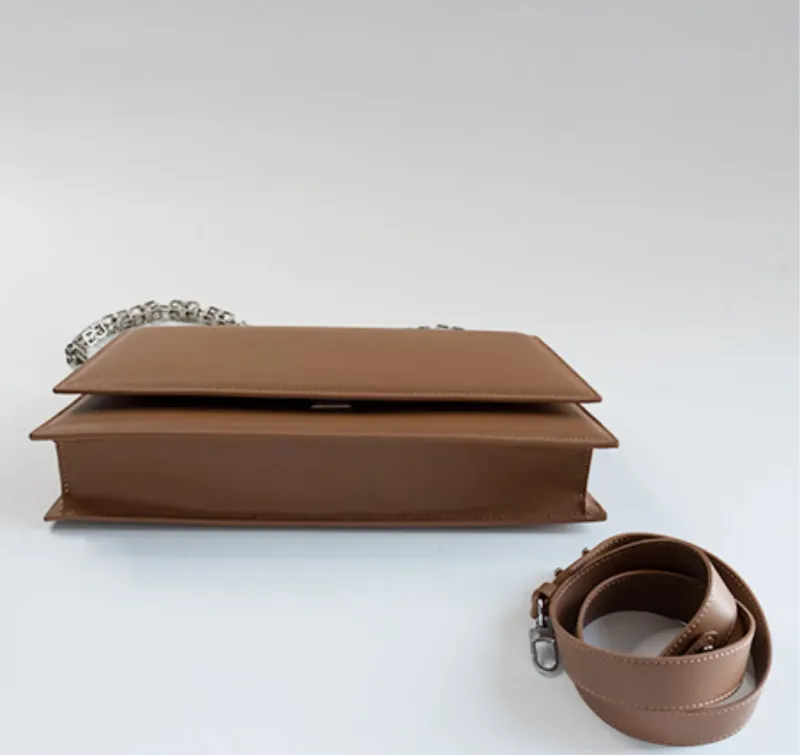 DEEPKEE original nubuck handmade full-grain genuine leather cowhide bag高級質感鏈條包 283號