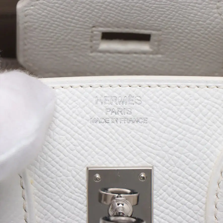 HERMES エルメス バーキン25 ヴォーエプソン ホワイト シルバー金具
